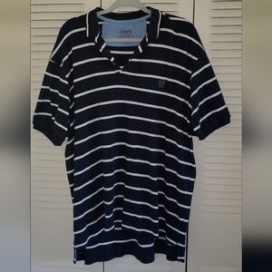 Chaps XXL Navy and White Stripped Collared Shirt